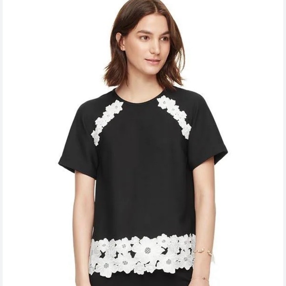 Kate Spade Lace Trim Short Sleeve Top - Picture 1 of 6